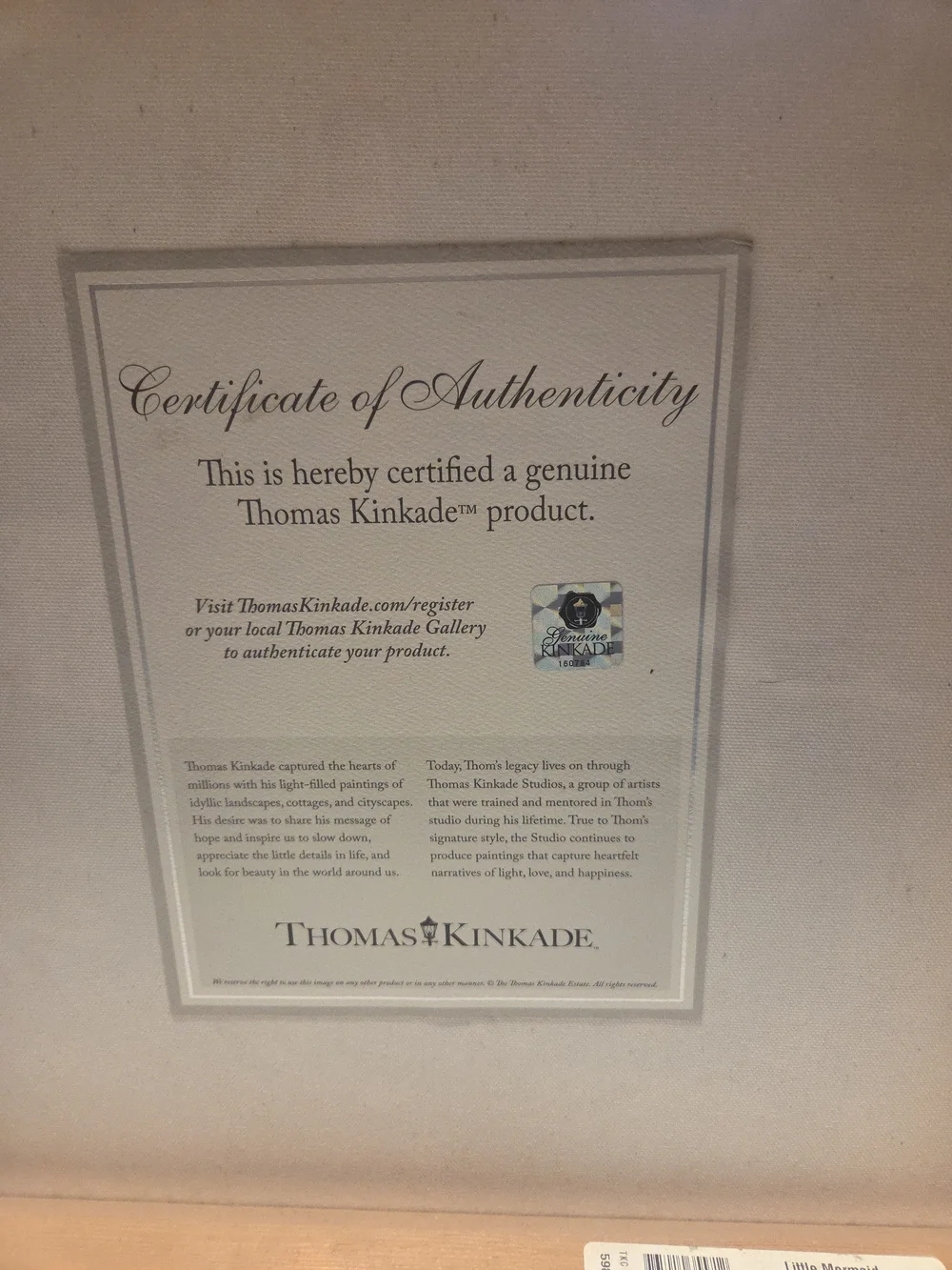Thomas Kinkade Disney Little Mermaid 14x14 Gallery Wrap Canvas COA